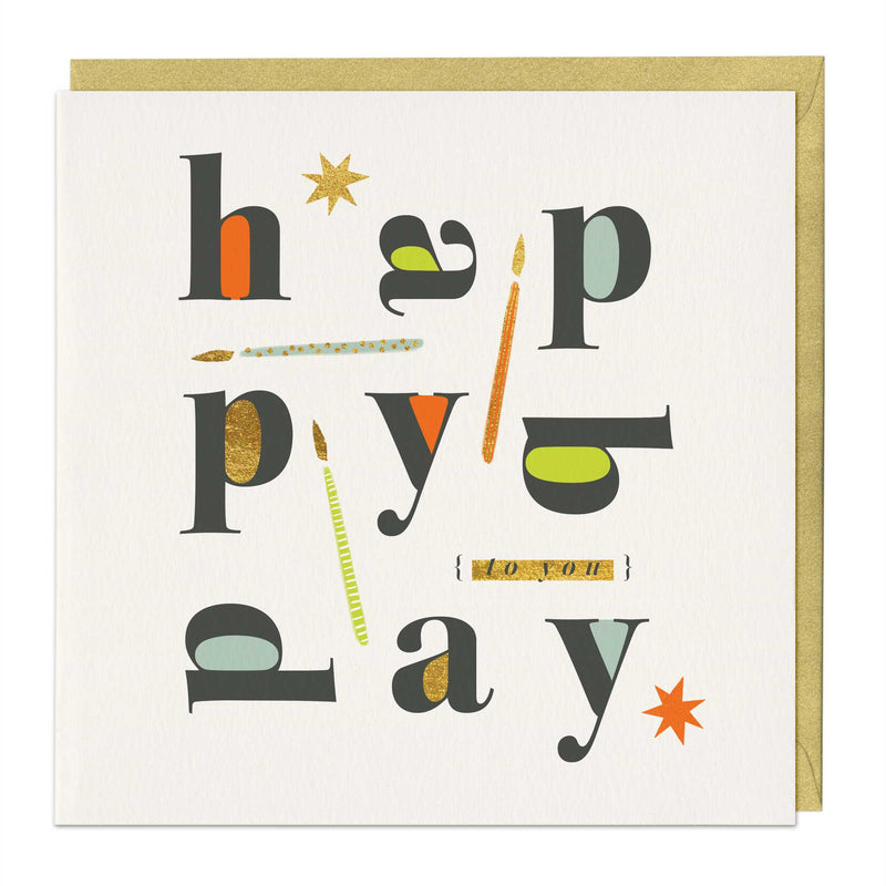 Greeting Card - F377 - Stencil Design Birthday Card - Stencil Design Birthday Card - Whistlefish