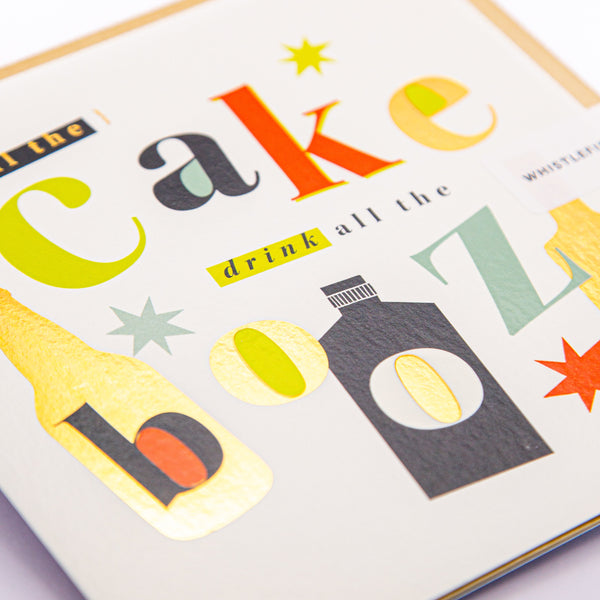 Greeting Card - F379 - Cake & Booze Birthday Card - Cake & Booze Birthday Card - Whistlefish