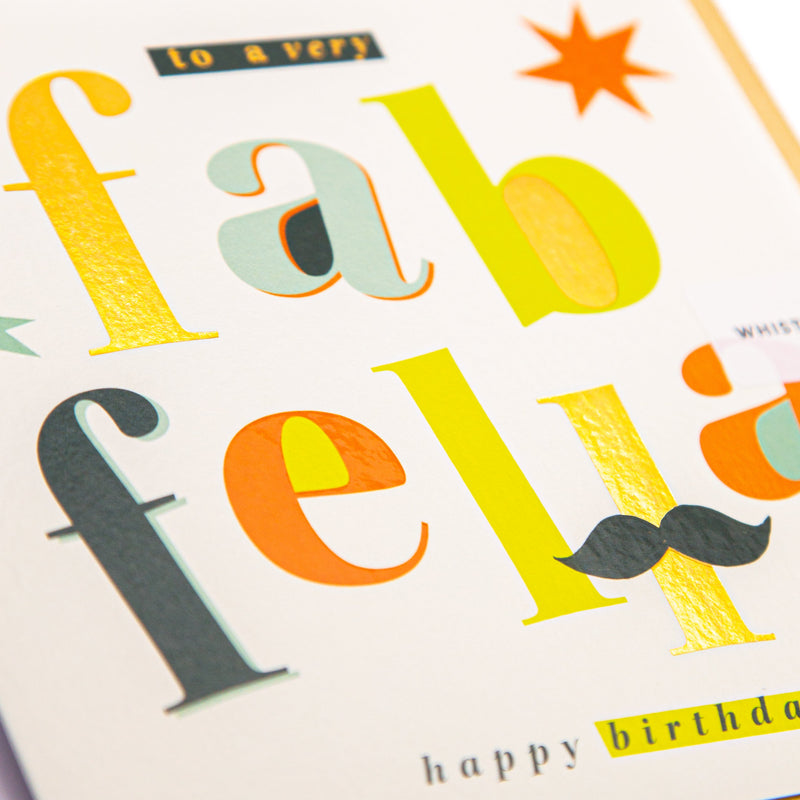 Greeting Card - F381 - Fab Fella Birthday Card - Fab Fella Birthday Card - Whistlefish