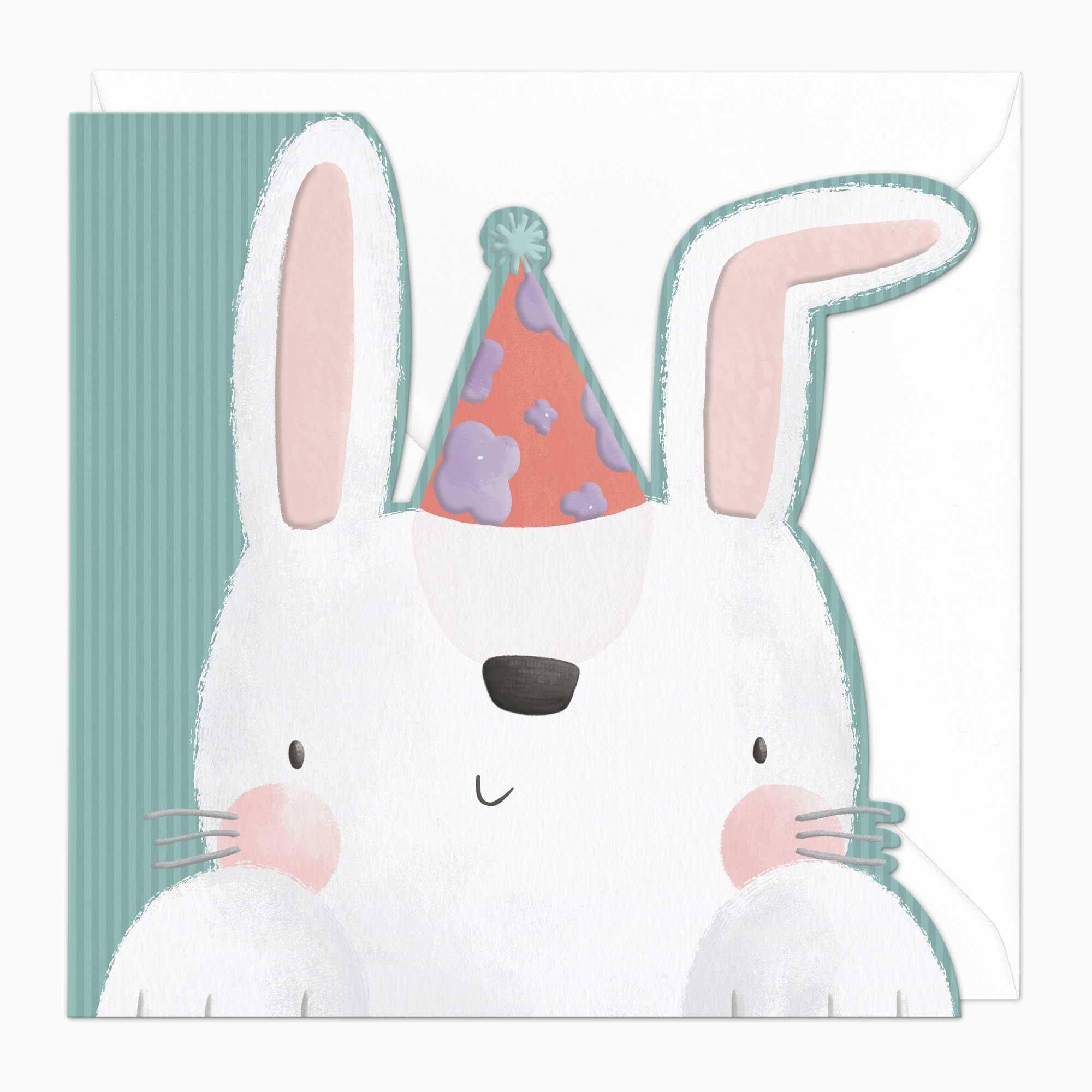 Greeting Card-F383 - Birthday Bunny Cut-Out Card-Whistlefish