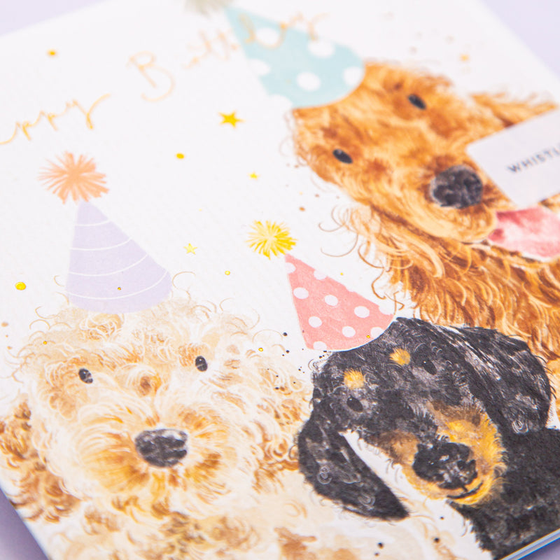 Greeting Card - F386 - Party Pups Birthday Card - Party Pups Birthday Card - Whistlefish