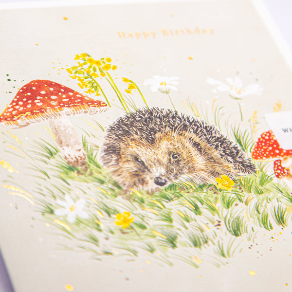 Greeting Card - F400 - Hedgehog & Mushroom Birthday Card - Hedgehog & Mushroom Birthday Card - Whistlefish