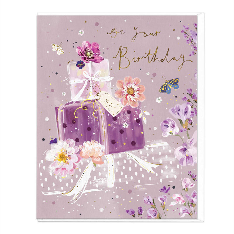 Greeting Card - F404 - Floral Presents Birthday Card - Floral Presents Birthday Card - Whistlefish