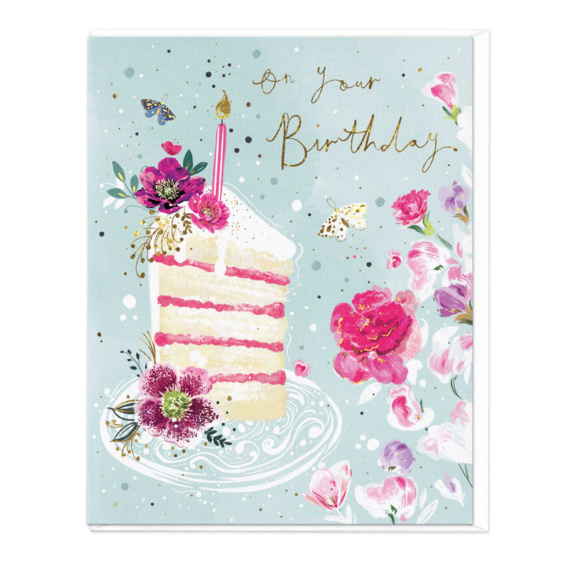 Greeting Card - F405 - Floral Cake Birthday Card - Floral Cake Birthday Card - Whistlefish