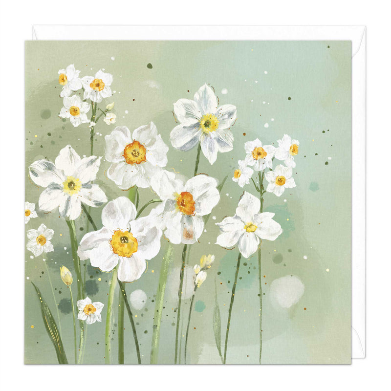 Greeting Card - F418 - White Daffodils Art Card - White Daffodils Art Card - Whistlefish