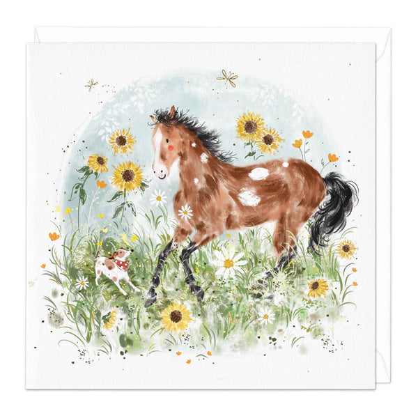 Greeting Card - F433 - Horse In Sunflowers Art Card - Horse In Sunflowers Art Card - Whistlefish