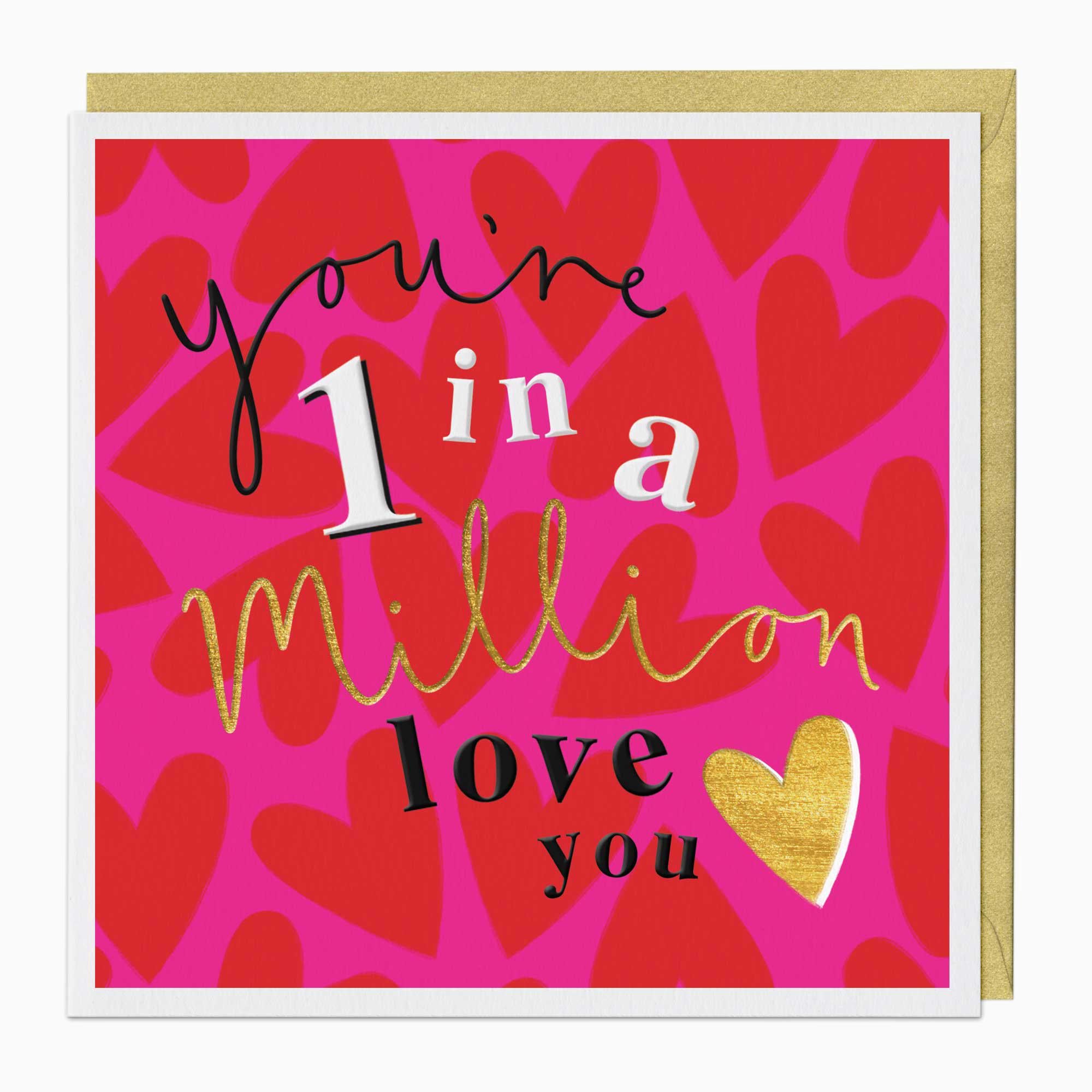 Greeting Card-F444 - Neon Hearts 1 In A Million Card-Whistlefish