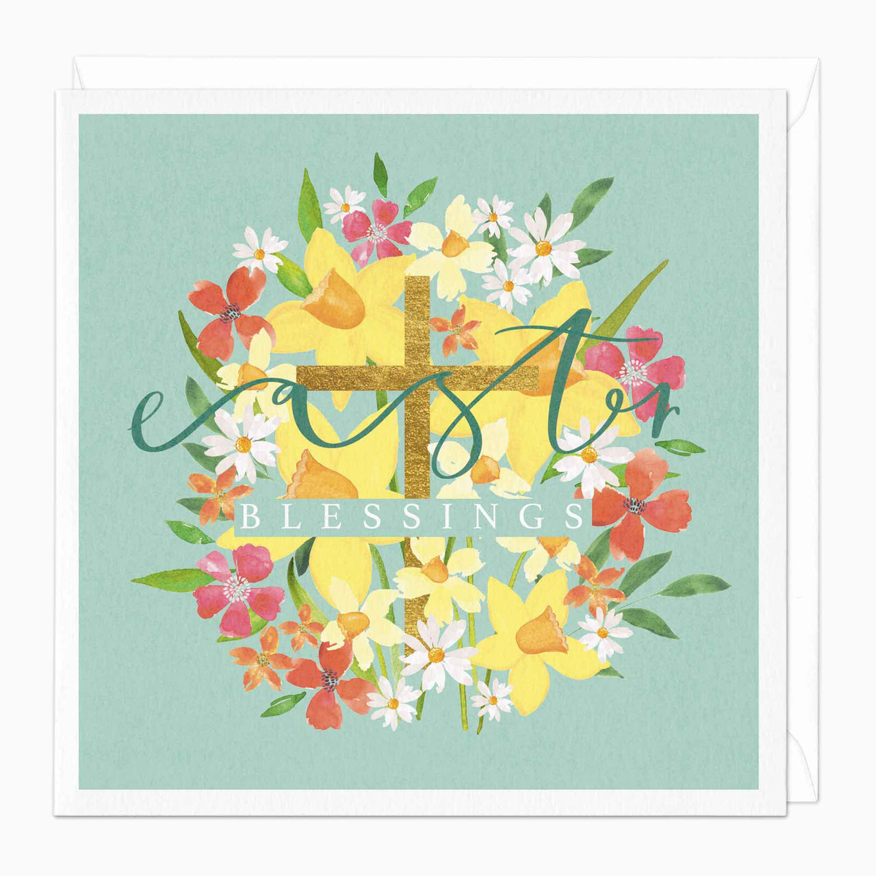 Greeting Card-F454 - Floral Cross Easter Card-Whistlefish