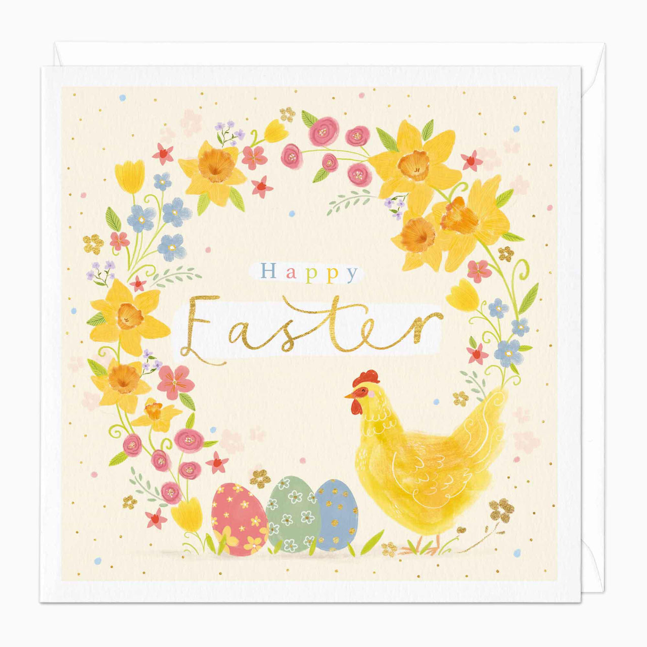 Greeting Card-F459 - Floral Wreath Easter Card-Whistlefish