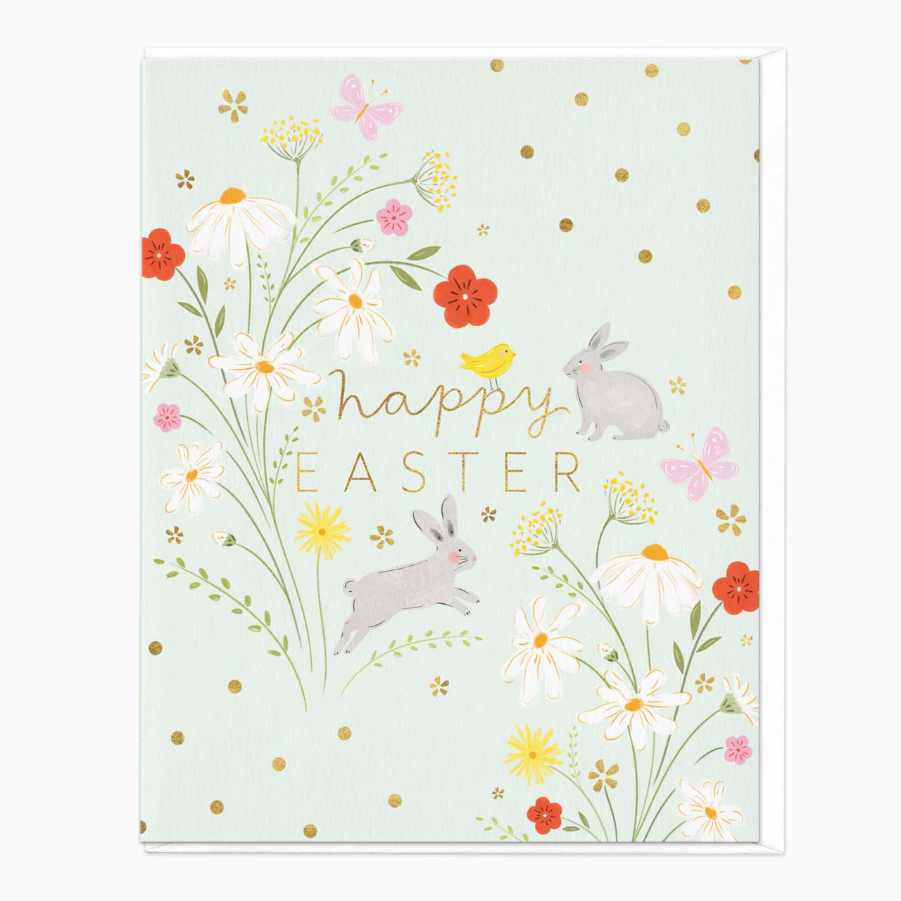 Greeting Card-F463 - Floral Bunnies Easter Card-Whistlefish