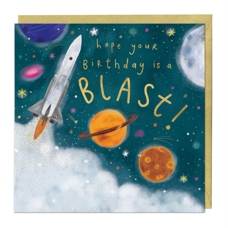 Greeting Card - F478 - Galactic Blast Birthday Card - Galactic Blast Birthday Card Arch - Whistlefish