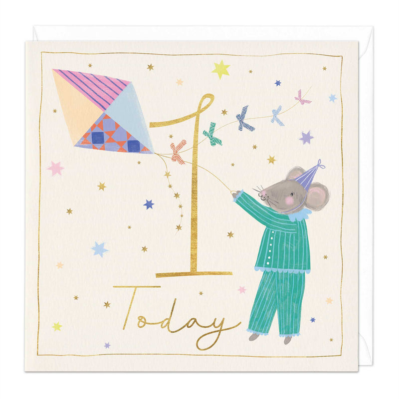 Greeting Card - F480 - 1st Birthday Kite-Flying Card - 1st Birthday Kite-Flying Card - Whistlefish