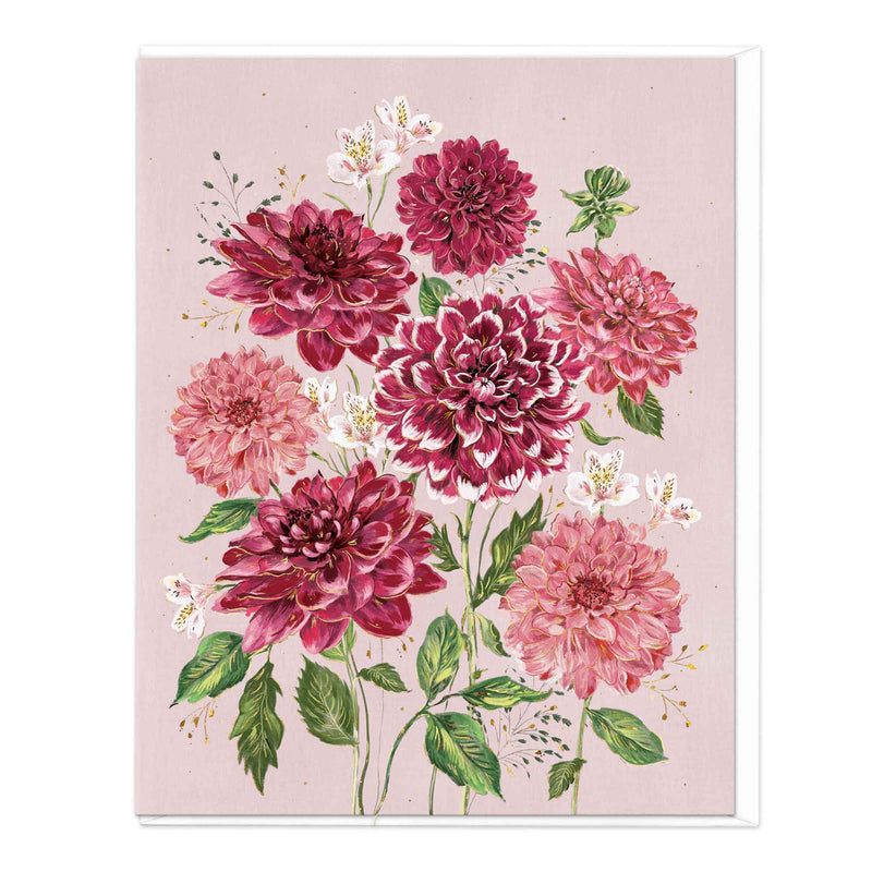 Greeting Card - F487 - Dahlias Blooming Art Card - Dahlias Blooming Art Card - Whistlefish