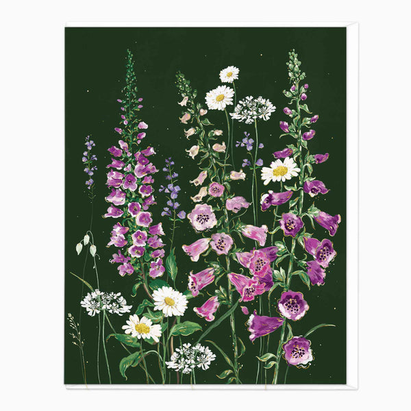 Greeting Card-F488 - Wild Foxgloves Floral Art Card-Whistlefish