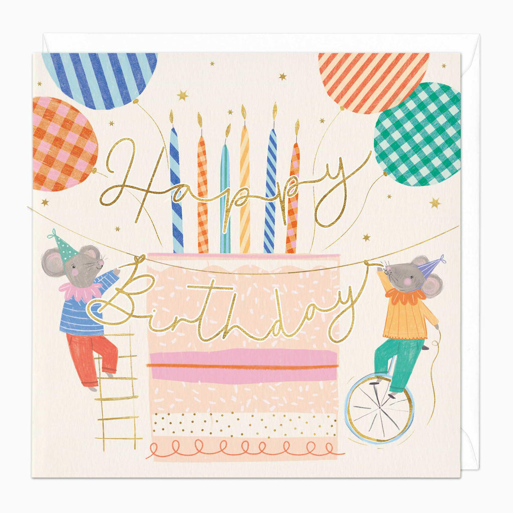 Greeting Card-F492 - Playful Mice Birthday Card-Whistlefish
