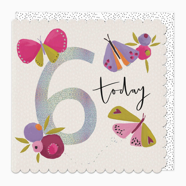 Greeting Card - F504 - 6 Today Birthday Scalloped Card - 6 Today Birthday Scalloped Card - Whistlefish