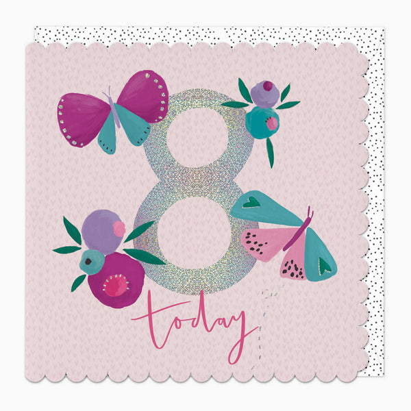 Greeting Card - F506 - 8 Today 8th Birthday Scalloped Card - 8 Today 8th Birthday Scalloped Card - Whistlefish