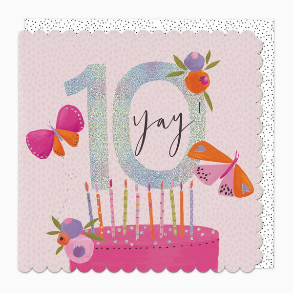 Greeting Card - F508 - Yay! 10th Birthday Scalloped Card - Yay! 10th Birthday Scalloped Card - Whistlefish