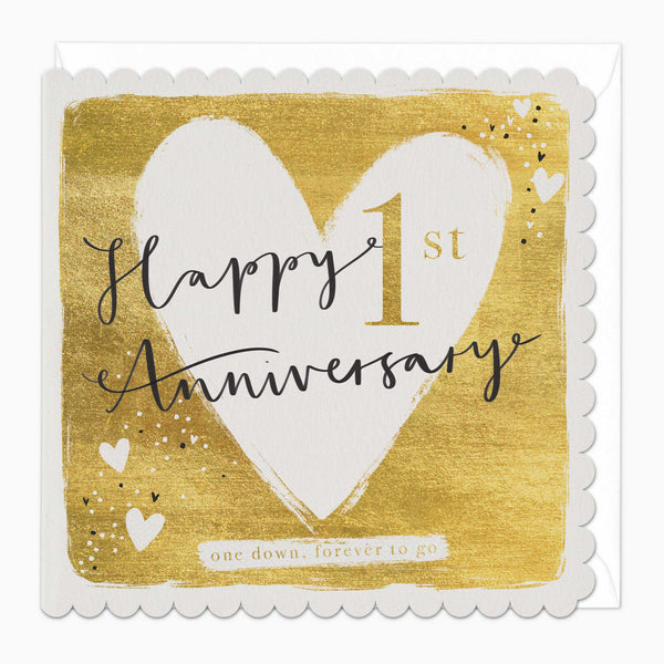 Greeting Card - F513 - Happy 1st Anniversary Scalloped Card - Happy 1st Anniversary Scalloped Card - Whistlefish