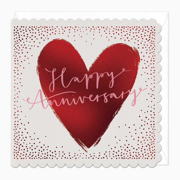 Greeting Card - F519 - Romantic Red Anniversary Scalloped Card - Romantic Red Anniversary Scalloped Card - Whistlefish