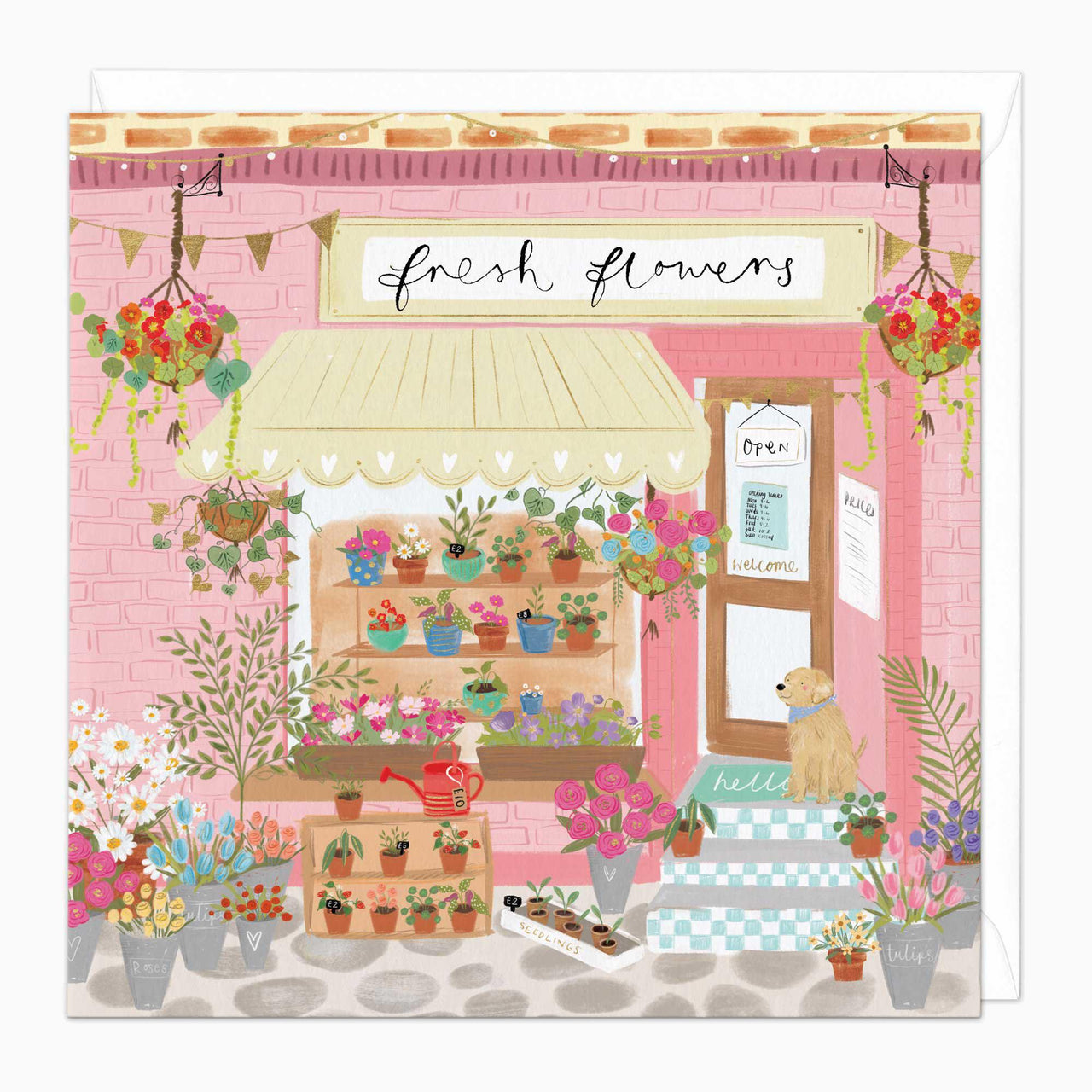 Greeting Card-F523 - The Little Flower Shop Art Card-Whistlefish
