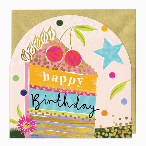 Greeting Card - F530 - Neon Birthday Cake Arch Card - Neon Birthday Cake Arch Card - Whistlefish