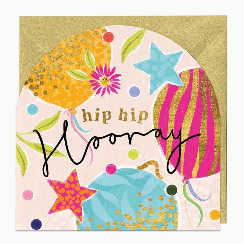 Greeting Card - F532 - Neon Hip Hip Hooray Celebration Arch Card - Neon Hip Hip Hooray Celebration Arch Card - Whistlefish