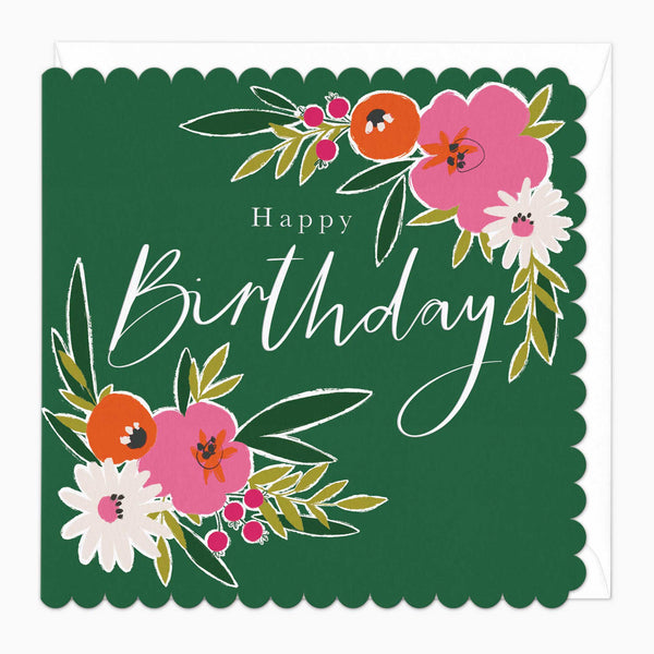 Greeting Card - F534 - Floral Birthday Scalloped Card - Floral Birthday Scalloped Card - Whistlefish