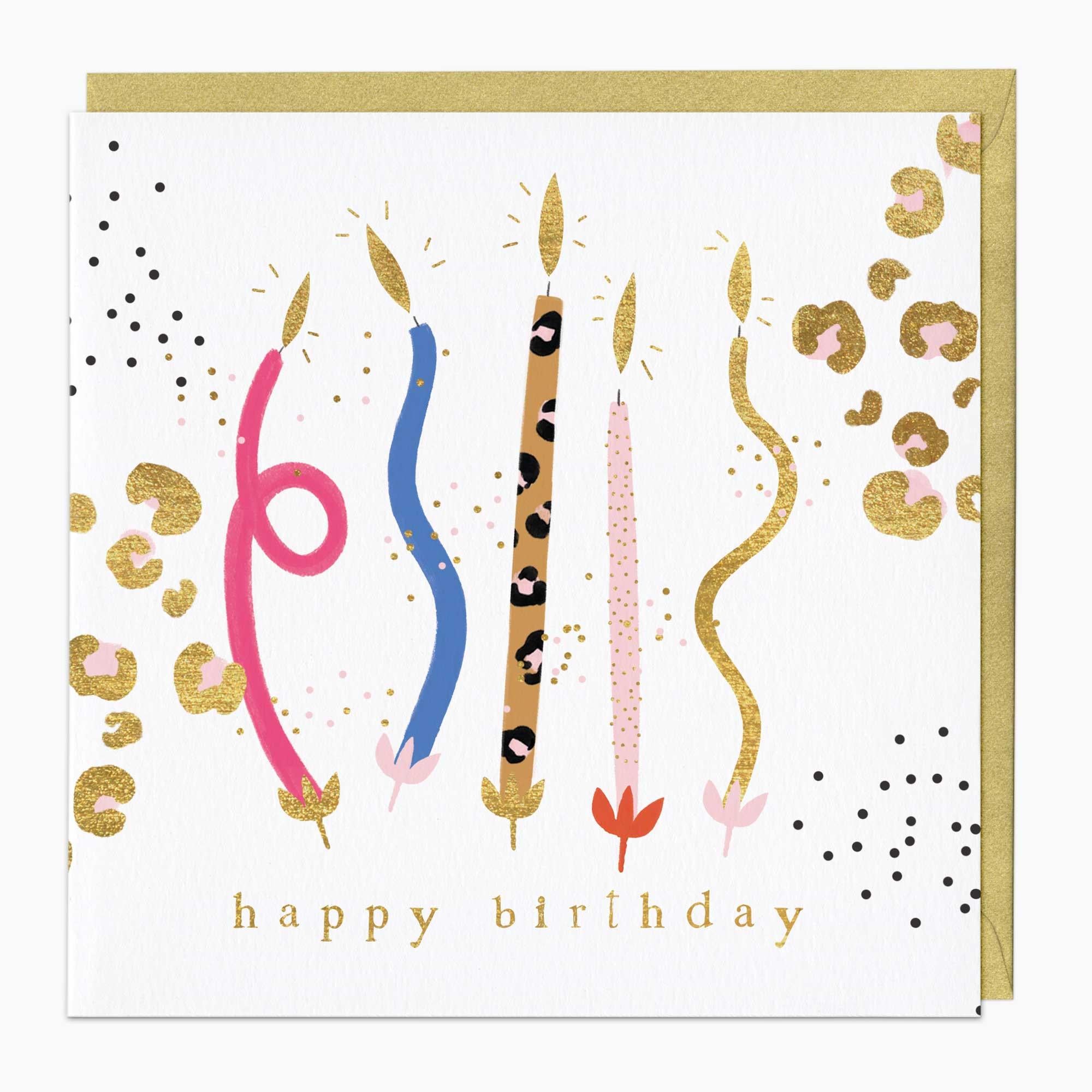 Greeting Card-G016 - Leopard Print Candles Birthday Card-Whistlefish