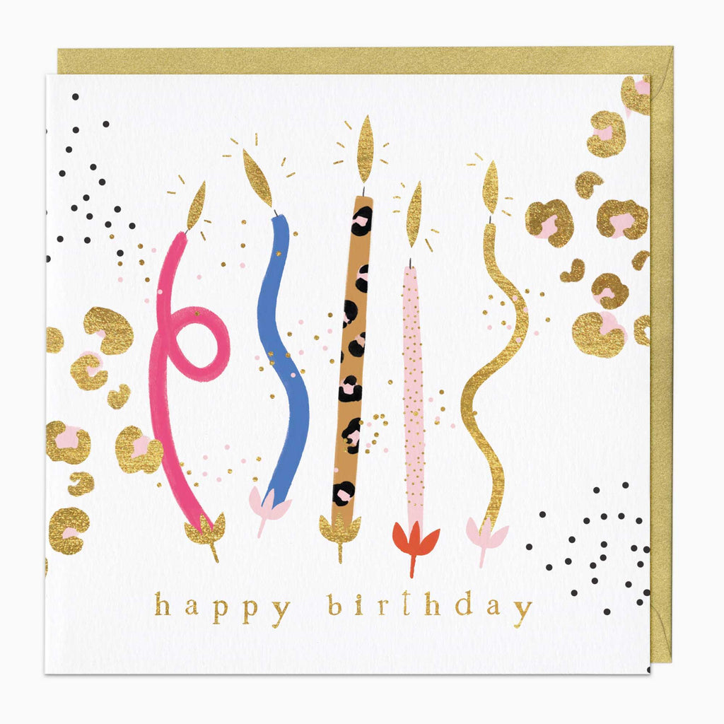 Greeting Card-G016 - Leopard Print Candles Birthday Card-Whistlefish