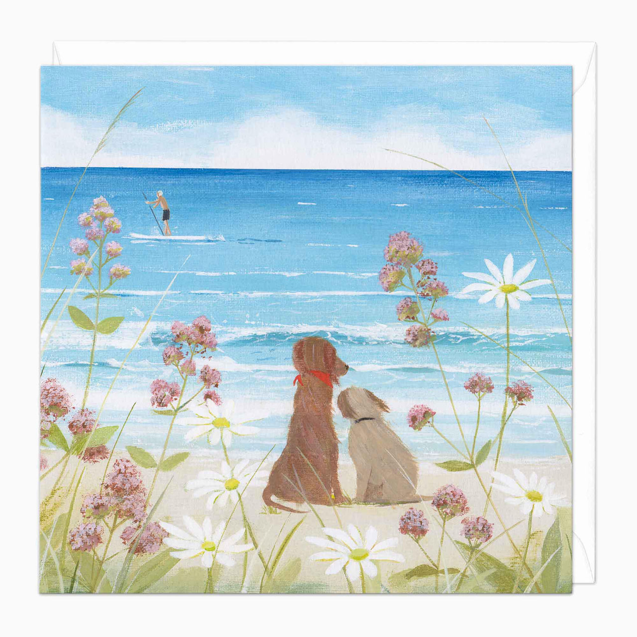 Greeting Card-G022 - Dogs Down By The Coast Art Card-Hannah Cole