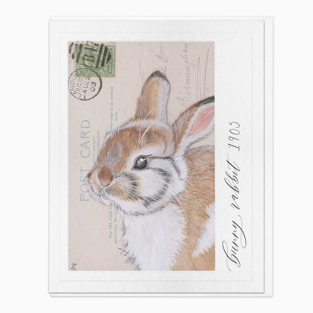 Greeting Card-G025 - Bunny Rabbit Vintage Art Card-Zenna Rogers Art