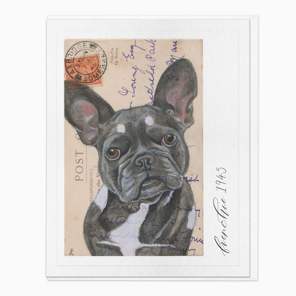 Greeting Card-G028 - Frenchie Vintage Art Card-Zenna Rogers Art