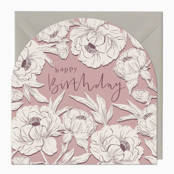 Greeting Card - G041 - Peonies Birthday Arch Card - Peonies Birthday Arch Card - Whistlefish