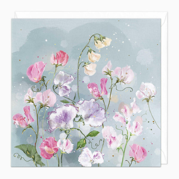 Greeting Card-G046 - Sweet Peas Art Card-Whistlefish