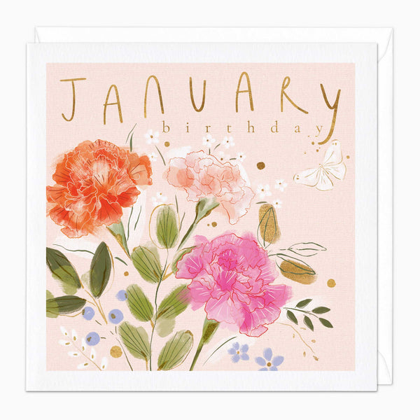 Greeting Card - G048 - January Birth Flower Card - January Birth Flower Card - Whistlefish