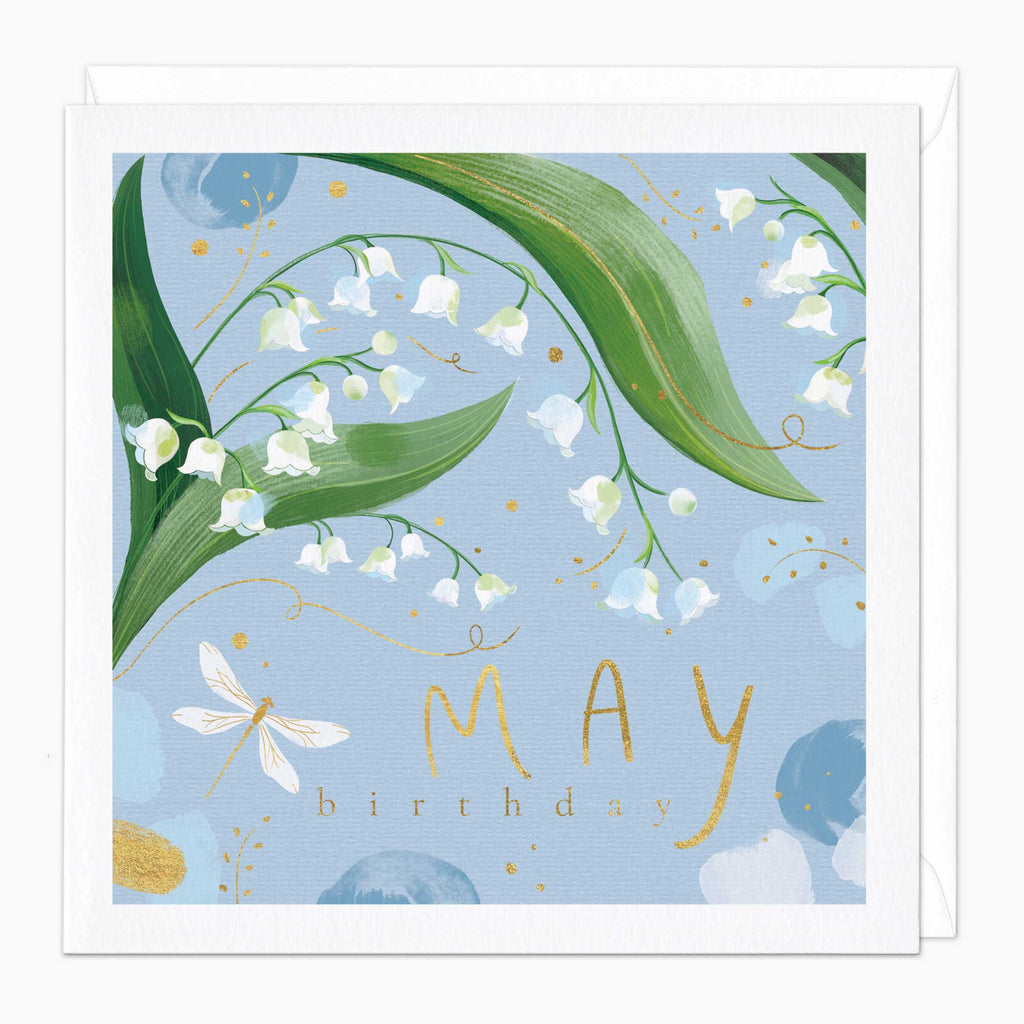 May Birth Flower greeting card with lily of the valley illustration