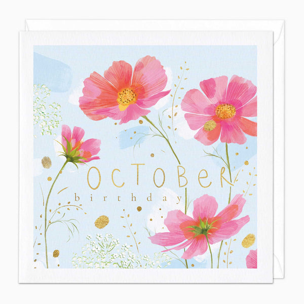 Greeting Card - G057 - October Birth Flower Card - October Birth Flower Card - Whistlefish