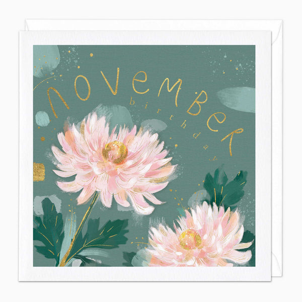 Greeting Card - G058 - November Birth Flower Card - November Birth Flower Card - Whistlefish