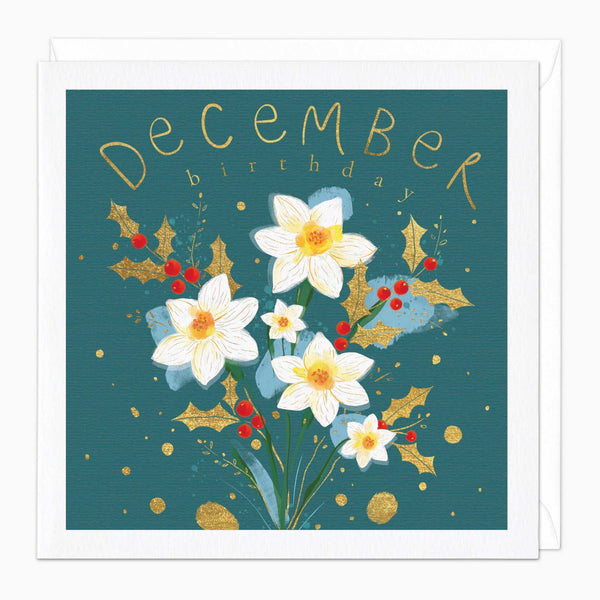 Greeting Card - G059 - December Birth Flower Card - December Birth Flower Card - Whistlefish