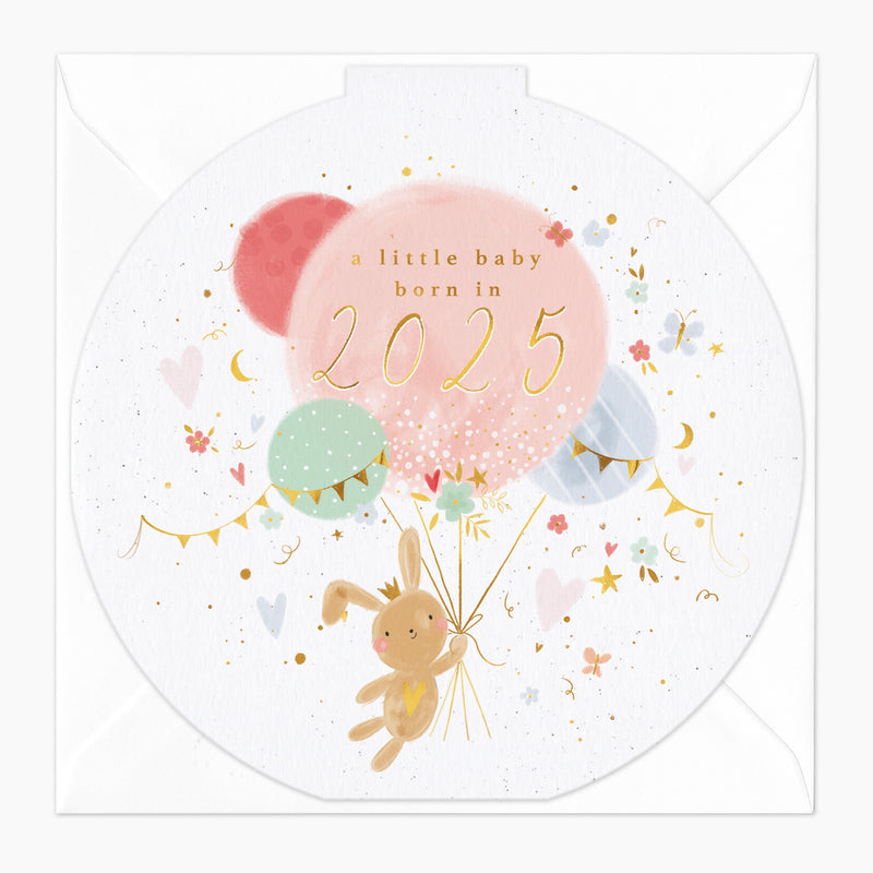 Greeting Card - G064 - 2025 Baby Girl Circular Card - 2025 Baby Girl Circular Card - Whistlefish