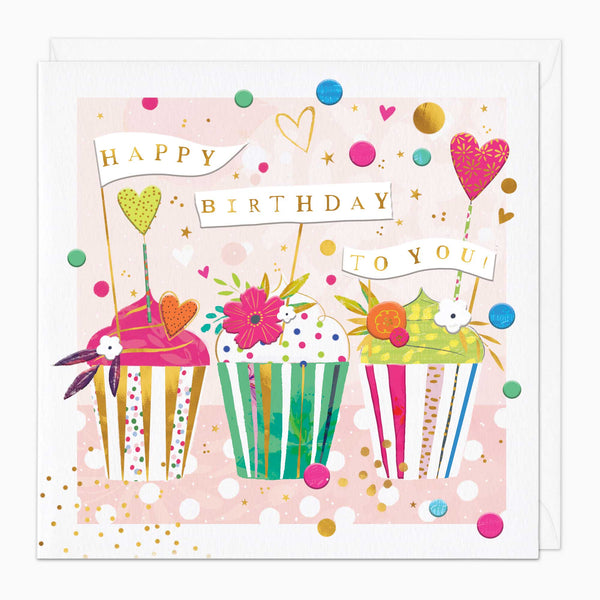 Greeting Card - G111 - Happy Birthday Cupcake Card - Happy Birthday Cupcake Card - Whistlefish