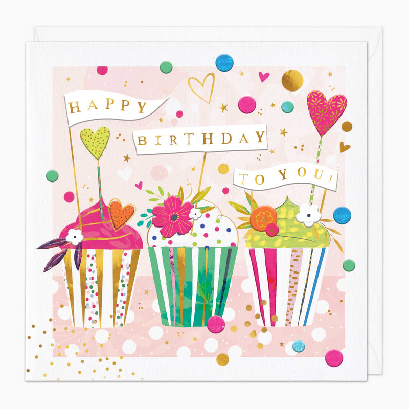 Greeting Card - G111 - Happy Birthday Cupcake Card - Happy Birthday Cupcake Card - Whistlefish