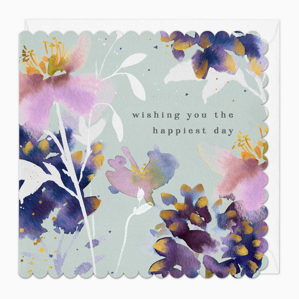 Greeting Card-G113 - Wishing You The Happiest Day Scalloped Card-Whistlefish