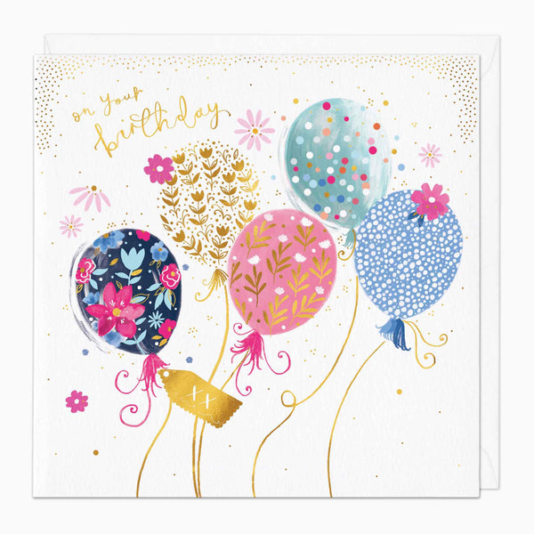 Greeting Card-G134 - Balloon Patterns Birthday Card-Whistlefish