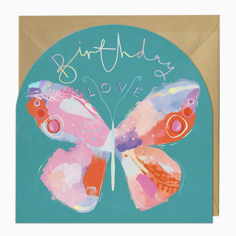 Greeting Card-G139 - Painterly Butterfly Birthday Arch Card-Whistlefish