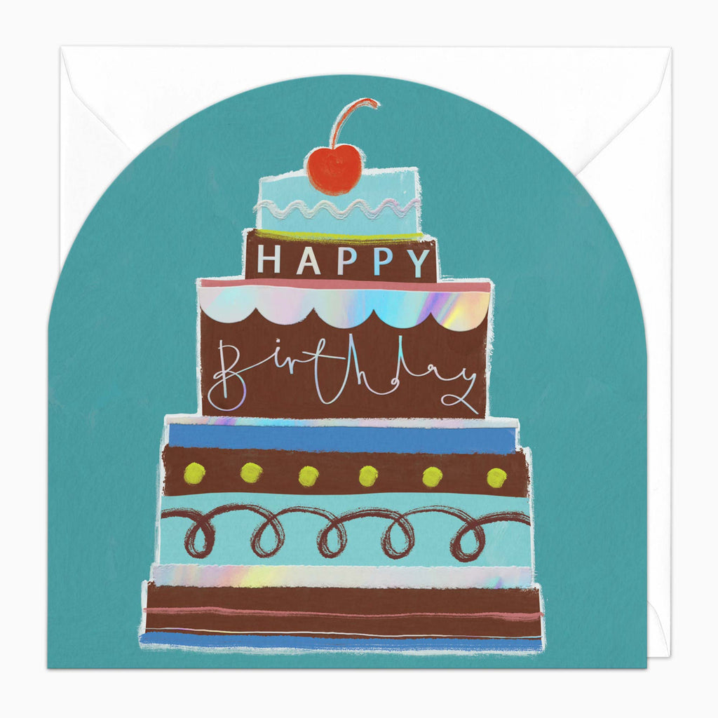 Greeting Card-G140 - Cherry Birthday Cake Arch Card-Whistlefish