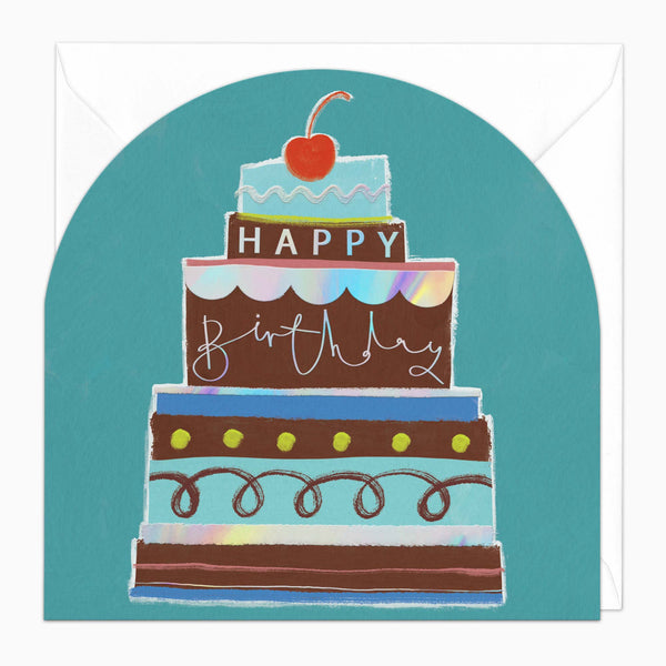 Greeting Card-G140 - Cherry Birthday Cake Arch Card-Whistlefish