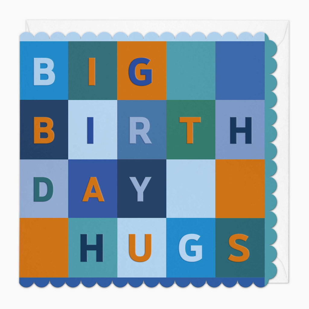 Greeting Card-G154 - Big Birthday Hugs Scalloped Grid Card-Whistlefish