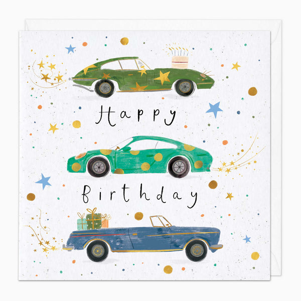 Greeting Card-G167 - Sports Cars Happy Birthday Card-Whistlefish